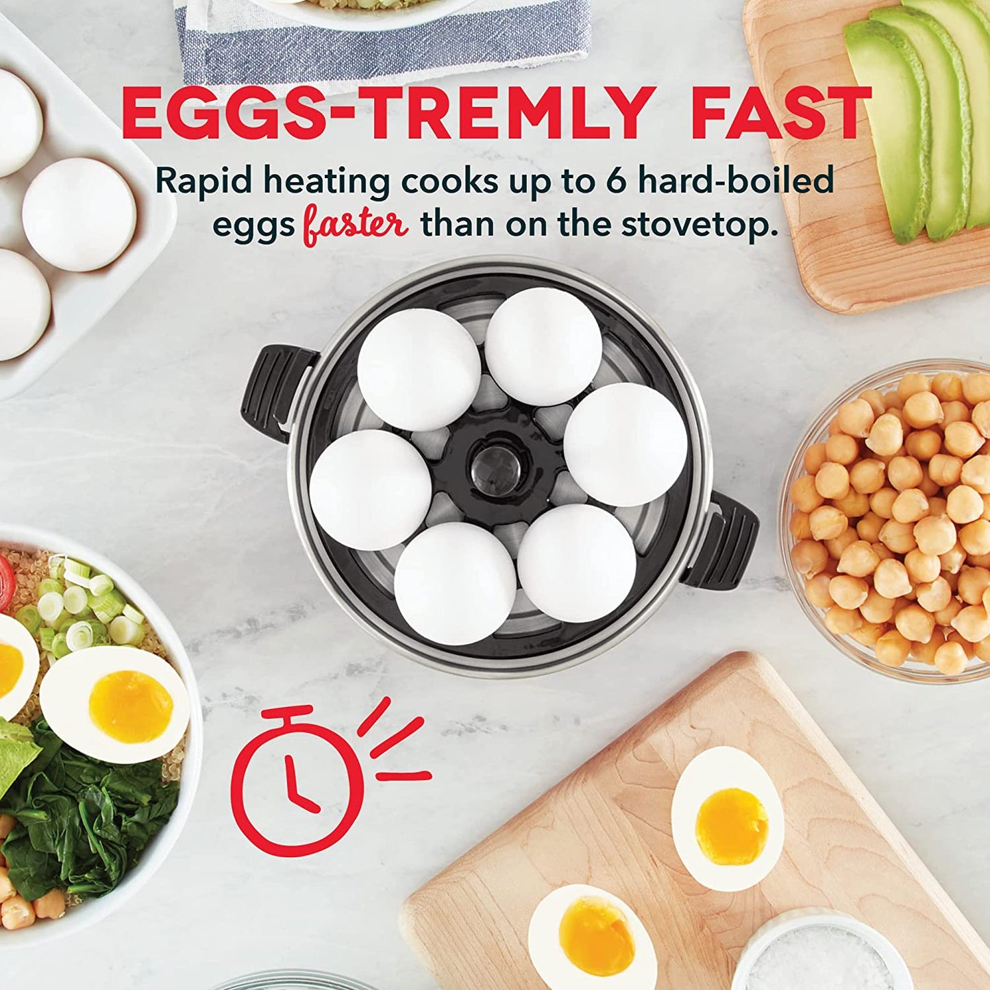 Rapid Egg Cooker: 6 Egg Capacity Electric Egg Cooker for Hard Boiled Eggs, Poached Eggs, Scrambled Eggs, or Omelets with Auto Shut off Feature - Black