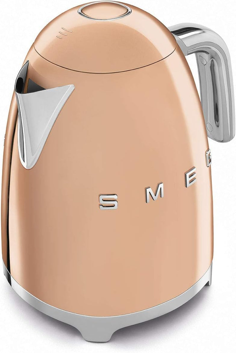 KLF03RGUS 50'S Retro Style Aesthetic Electric Kettle with Embossed Logo, Rose Gold