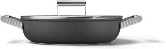 Cookware 11-Inch Black Deep Pan with Lid