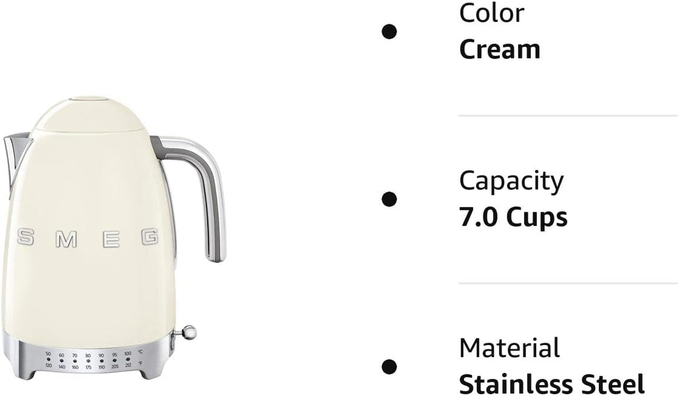 Cream Stainless Steel 50'S Retro Variable Temperature Kettle