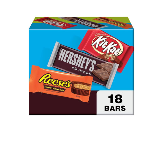 , KIT KAT and REESE'S Assorted Milk Chocolate, Full Size Easter Candy Bar Variety Box, 27.3 Oz (18 Count)