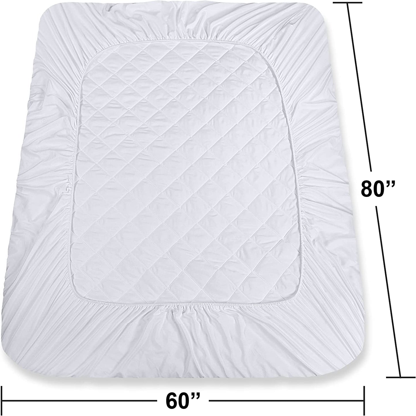 Quilted Fitted Mattress Pad (Queen) - Elastic Fitted Mattress Protector - Mattress Cover Stretches up to 16 Inches Deep - Machine Washable Mattress Topper