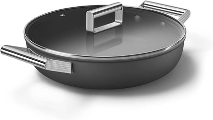 Cookware 11-Inch Black Deep Pan with Lid