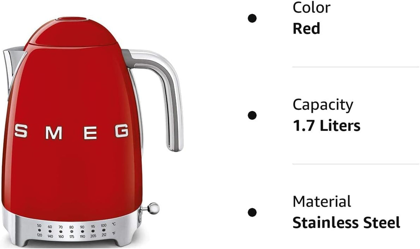 Red Stainless Steel 50'S Retro Variable Temperature Kettle