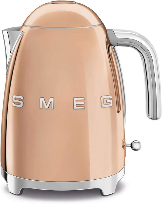 KLF03RGUS 50'S Retro Style Aesthetic Electric Kettle with Embossed Logo, Rose Gold