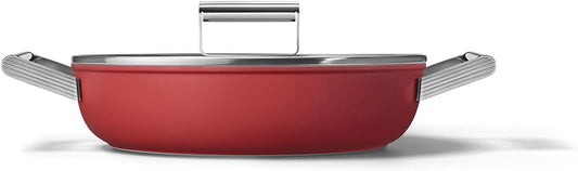 Cookware 11-Inch Red Deep Pan with Lid