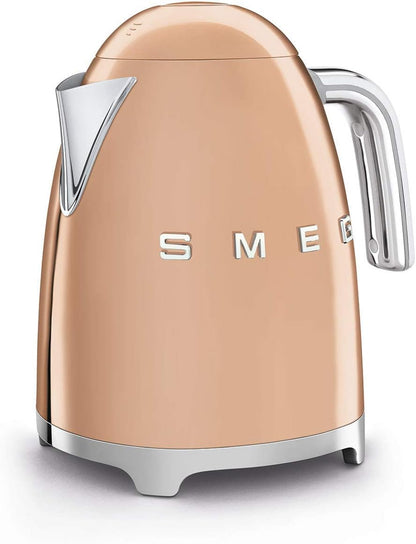 KLF03RGUS 50'S Retro Style Aesthetic Electric Kettle with Embossed Logo, Rose Gold