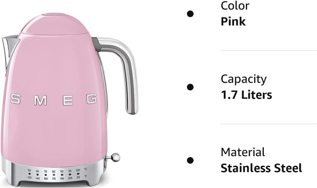 Pink Stainless Steel 50'S Retro Variable Temperature Kettle