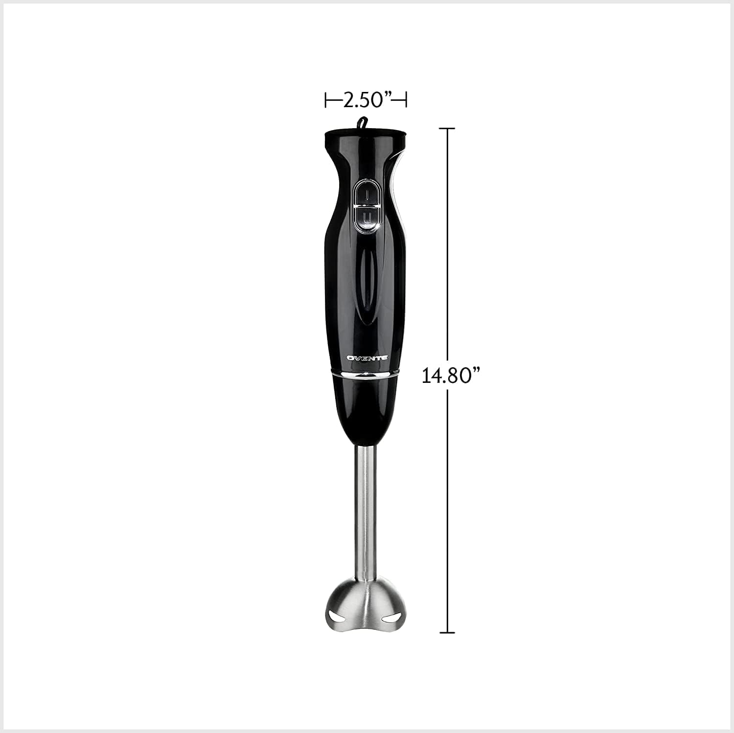 Electric Immersion Hand Blender 300 Watt 2 Mixing Speed with Stainless Steel Blades, Powerful Portable Easy Control Grip Stick Mixer Perfect for Smoothies, Puree Baby Food & Soup, Black HS560B