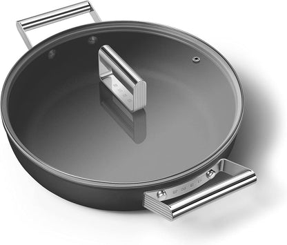 Cookware 11-Inch Black Deep Pan with Lid