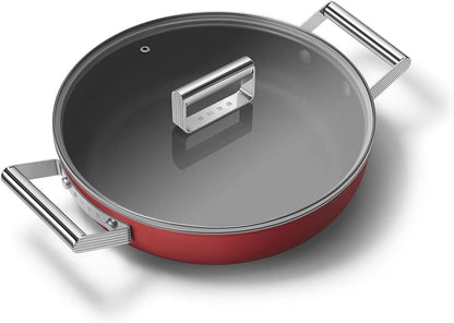 Cookware 11-Inch Red Deep Pan with Lid