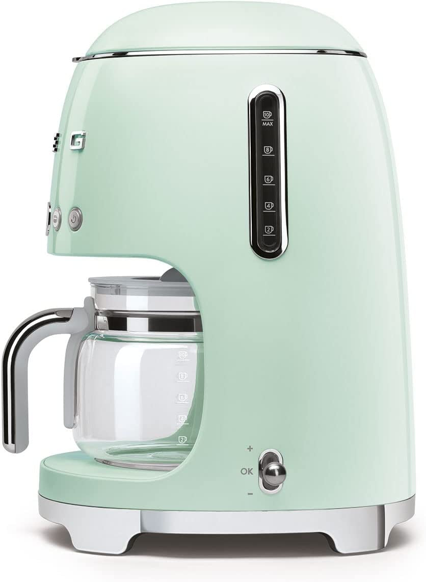50'S Retro Style Aesthetic Drip Filter Coffee Machine, 10 Cups, Pastel Green