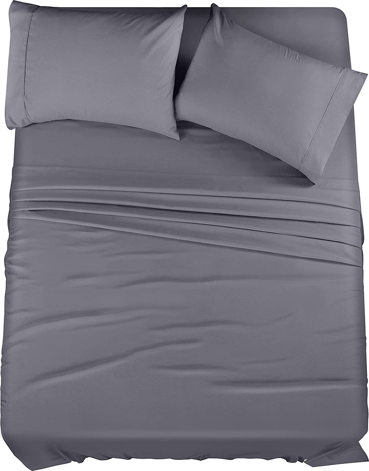 Queen Bed Sheets Set - 4 Piece Bedding - Brushed Microfiber - Shrinkage and Fade Resistant - Easy Care (Queen, Grey)