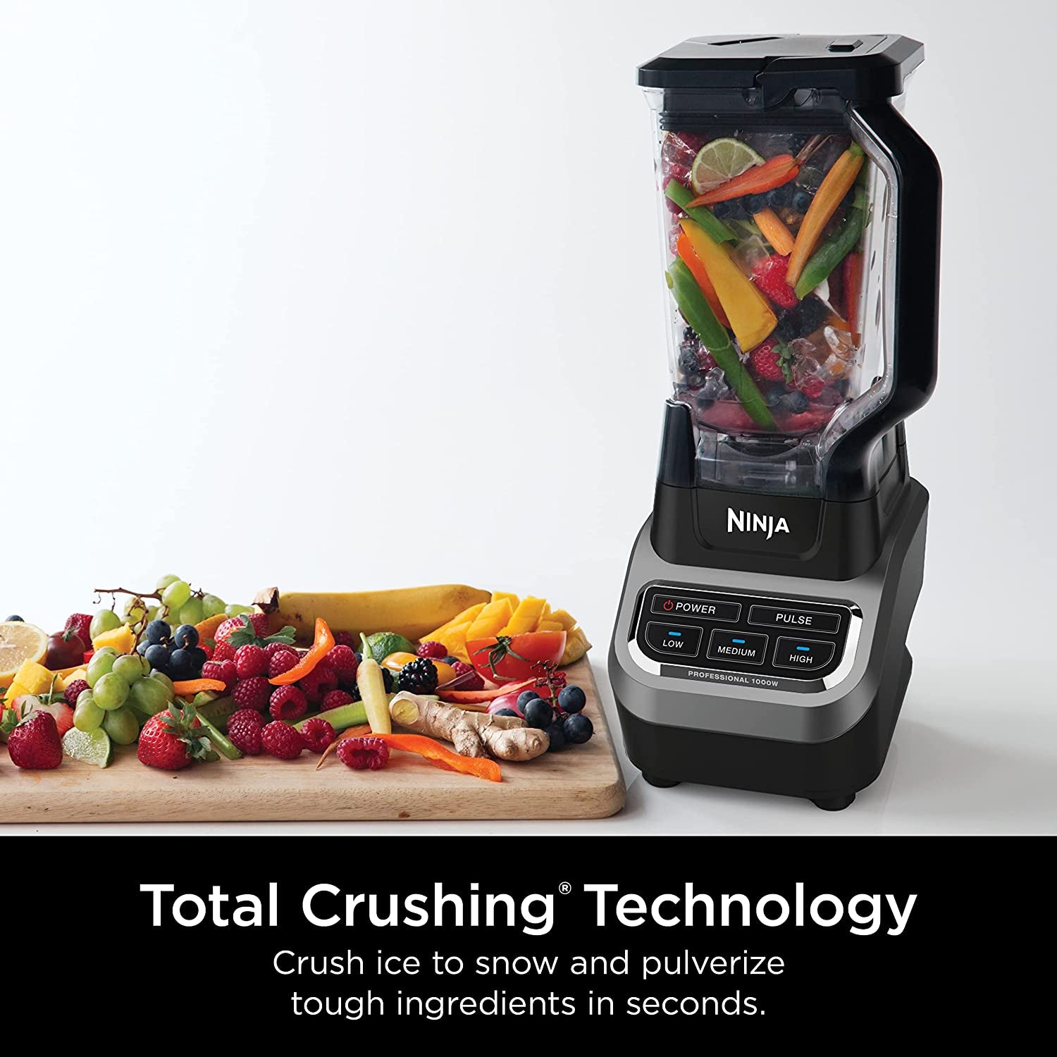 BL610 Professional 72 Oz Countertop 1000-Watt Base and Total Crushing Technology for Smoothies, Ice and Frozen Fruit, Black, Blender + Pitcher