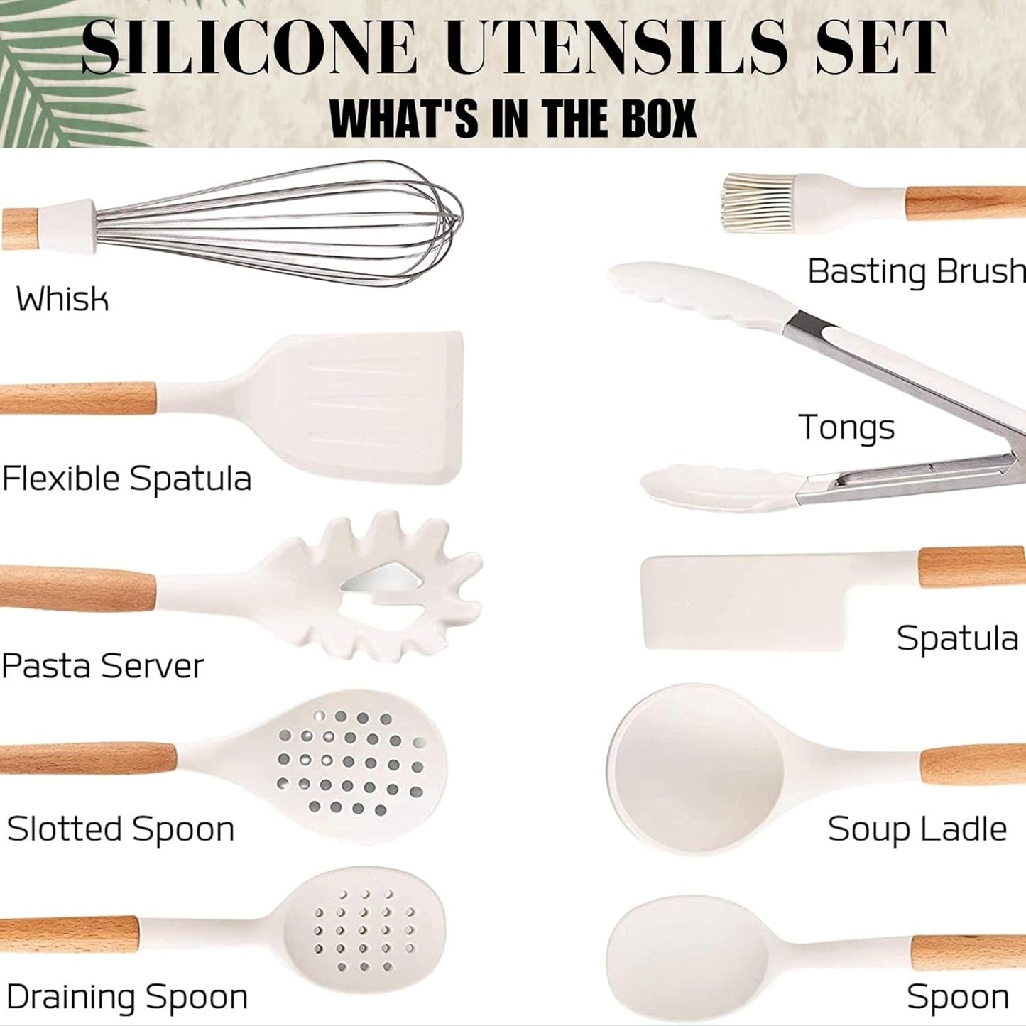 Silicone Kitchen Utensils Set, Heat-Resistant Silicone Utensils for Cooking, Silicone Cooking Utensils, White Utensils Set, Silicone Utensil Set, Silicone Whisk, Cooking Utensils Set (2) - Gr