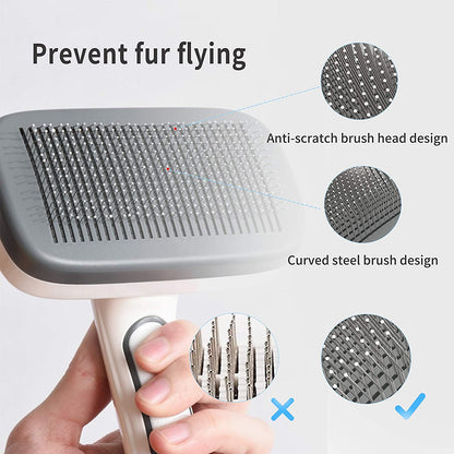 Self Cleaning Slicker Brush for Dogs - Pet Grooming Brush for Shedding, Dog Brush for Long and Short Hair to Removes Tangles and Loose Hair, the Pet Hair Brush Suitable for Cats and Dogs (Gra